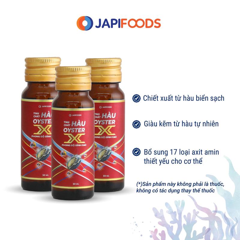   THNxJAPIs  Hộp 8 chai Tinh Chất Hàu OYSTERX 30ml JapiFoods Bổ Sung Kẽm Từ Hàu Tự Nhiên Hỗ Trợ Phục Hồi Thể Lực Cho Nam Và Nữ 