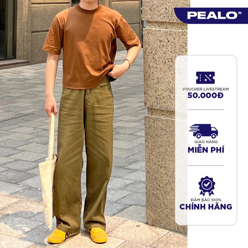  Quần kaki ống suông nam PEALO casual pants trơn basic chất liệu mới Loose Pants phong cách Minimalism Menswear 