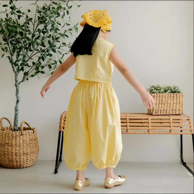 OLIVIA SET 3-12 TAHUN SETELAN ANAK PEREMPUAN POLOS KATUN LINEN 3