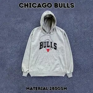 ( Gratis Stiker) Bulls Abu Banteng hoodie sweater cowok Pria Cewek  distro Full Bordir Premium Import Full Tag Tebal Fleece Crewneck Keren