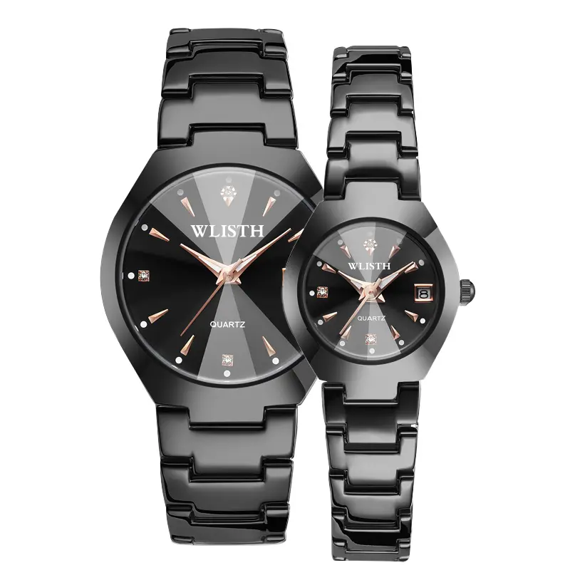 Jam Tangan Pasangan, WLISTH, Kalis Air, Pergerakan Kuarza, Keluli Tahan Karat Asal, Berkilau Tidak Luntur, dengan Kalendar, Fesyen, Untuk Lelaki dan Wanita, Wanita Watches
