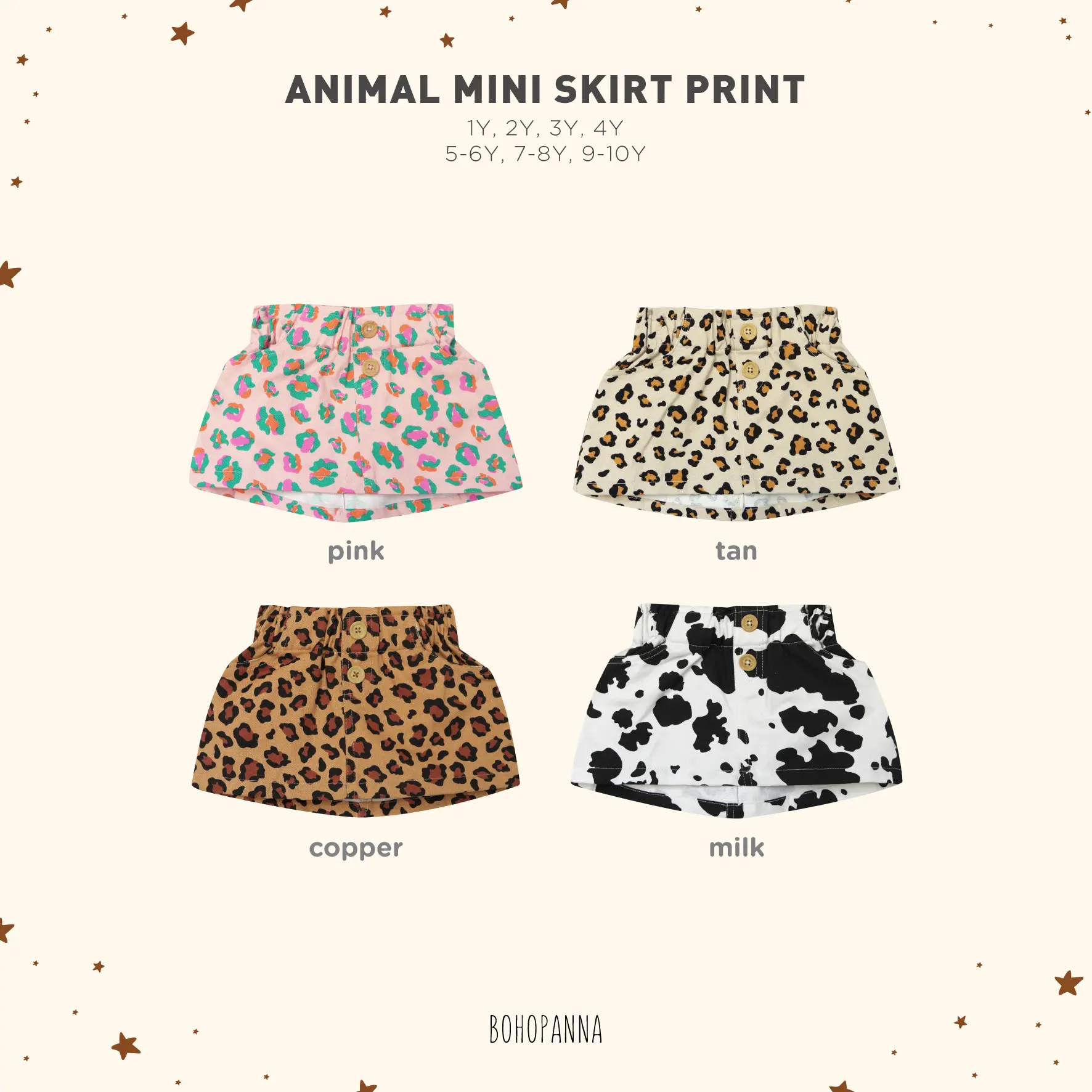 BOHOPANNA - ANIMAL MINI SKIRT PRINT - ROK ANAK PEREMPUAN - ROK ANAK
