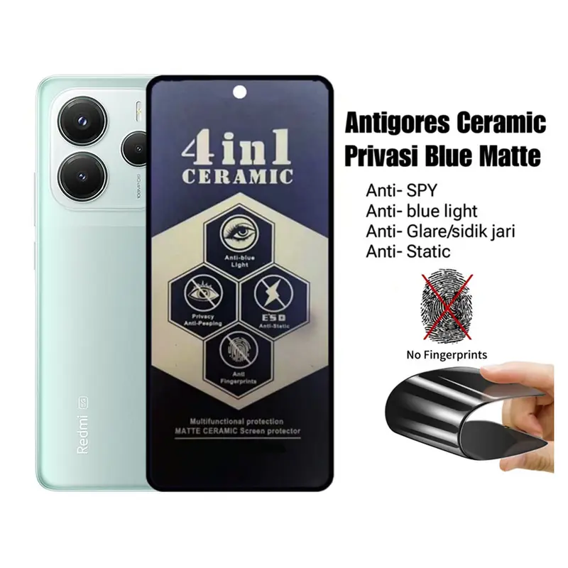 Tempered Glass Ceramic Privasi Anti SPY / Ceramic Matte Anti Glare/ Ceramic Blue Anti Radiasi For Redmi Note 14 4G / Redmi Note 14 5G 2
