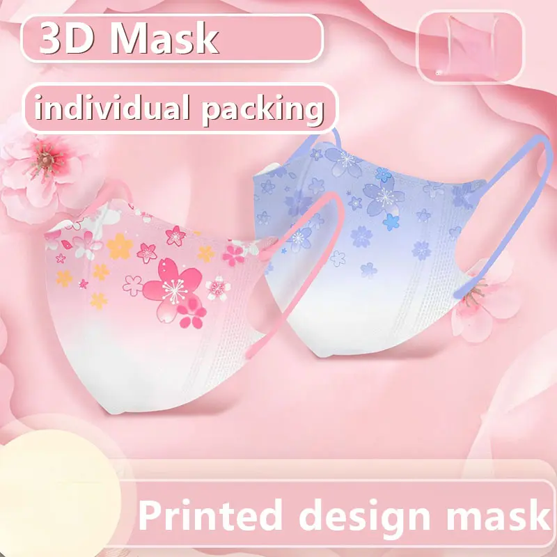 Adult 3D mask cherry blossom print mask duckbill mask 10 pieces