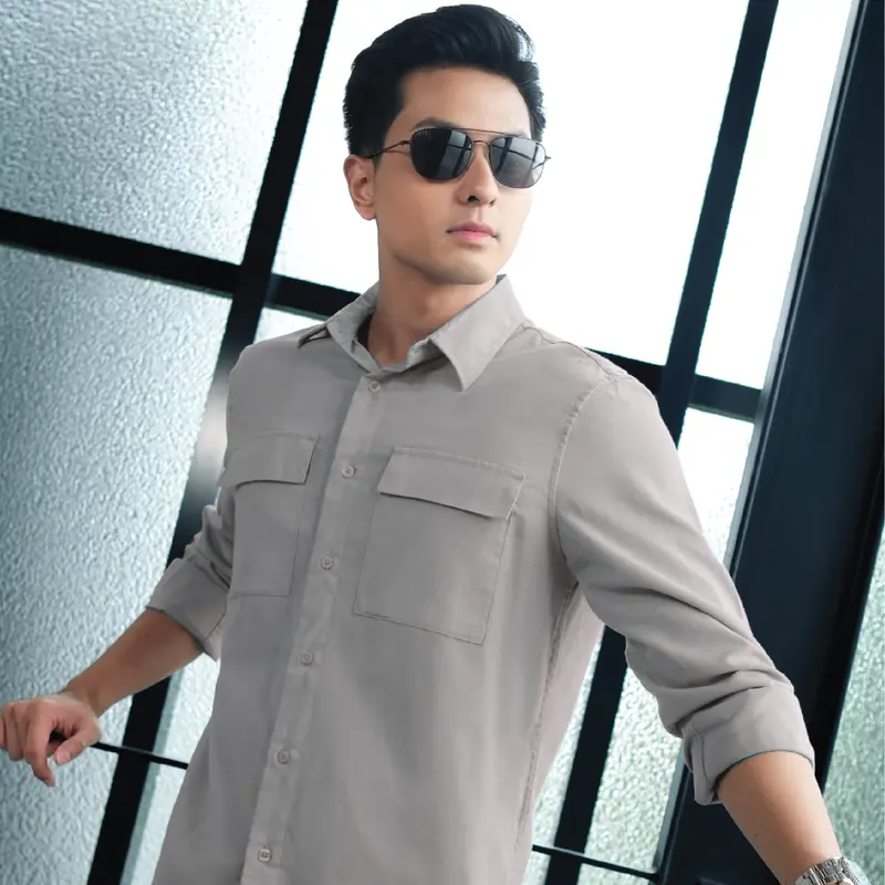 CUTOFF Hudson Double Pocket Workshirt Kemeja Kerja Oxford Polos Pria Panjang 5