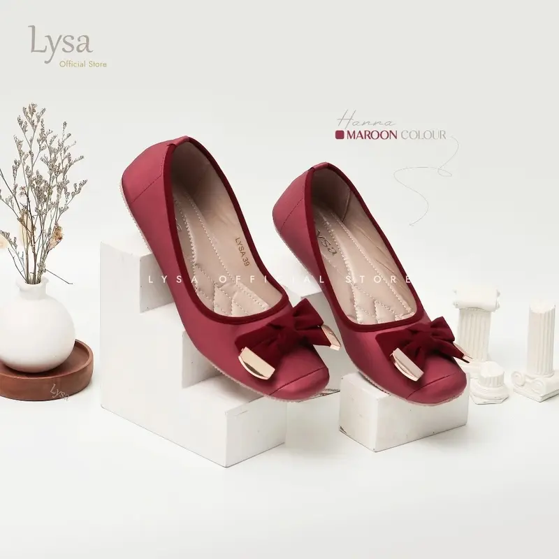 Lysa Sepatu Flat shoes Wanita Korea Hanna Empuk Premium Variasi Besi Gold - Hf21 Black Cewek 6