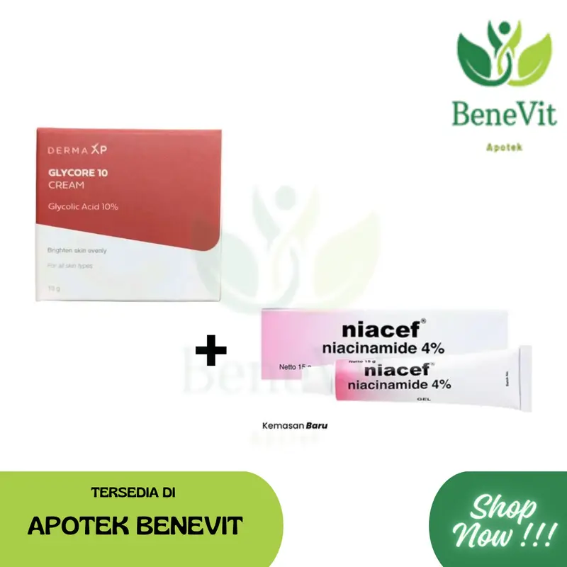NIACEF GEL NIACINAMIDE 4% 15 gr / Bundling Niacef + Glycore 10% - Gel untuk membantu mengatasi Kulit jerawat 2