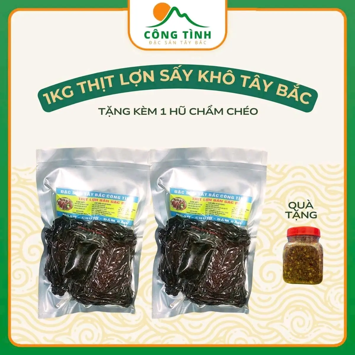 [ CÔNG TÌNH ĐẶC SẢN TÂY BẮC ] Thịt Lợn Bản Sấy Khô 1KG Tặng Kèm Chẩm Chéo - Tây Bắc Food