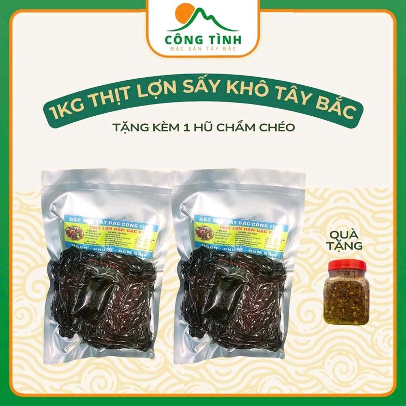    CÔNG TÌNH ĐẶC SẢN TÂY BẮC   Thịt Lợn Bản Sấy Khô 1KG Tặng Kèm Chẩm Chéo - Tây Bắc Food 