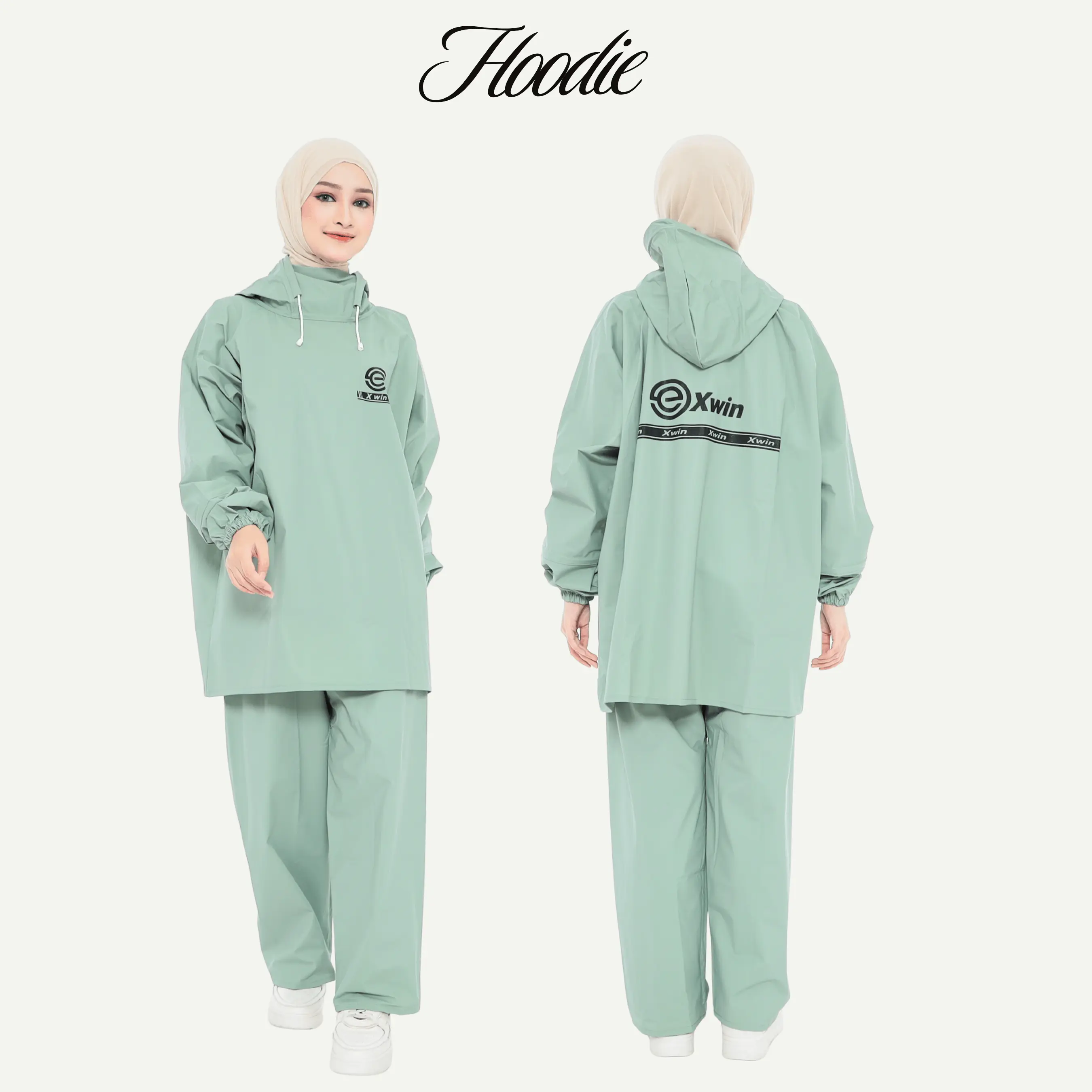 Hijau Sage Hoddie