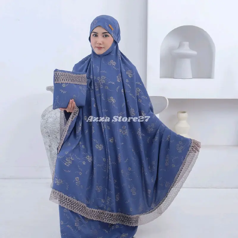 [ LAUNCHING ] Azza Store27 - Mukena Dewasa Shakira Dagu Crinkle Poil Airflow Premium Motif Renda Mewah Jumbo Traveling Cantik 6