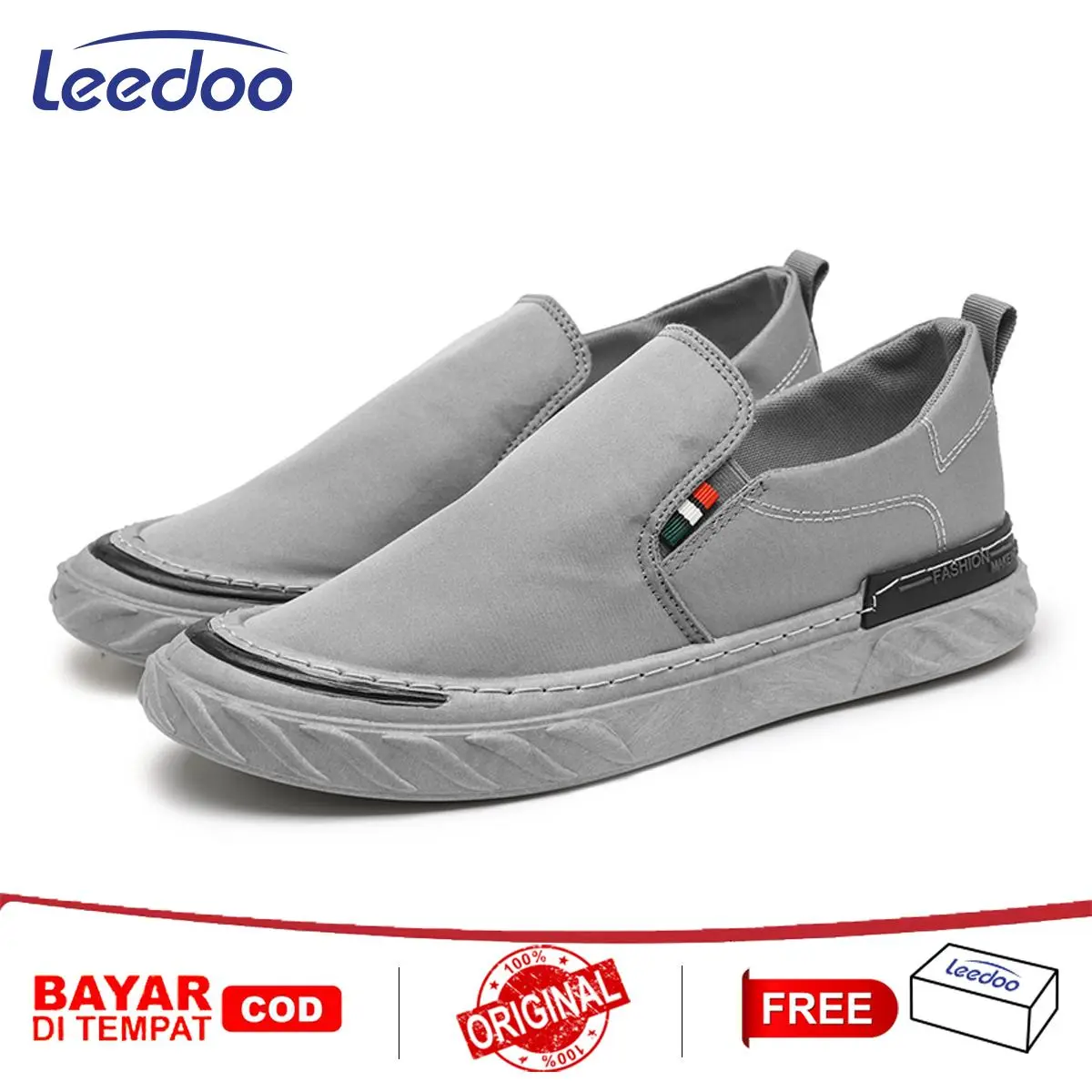 Leedoo Sepatu Slip On Pria Casual Karet Sepatu Kanvas Sepatu Kerja Sepatu Pria Fashion Running Shoes MC119