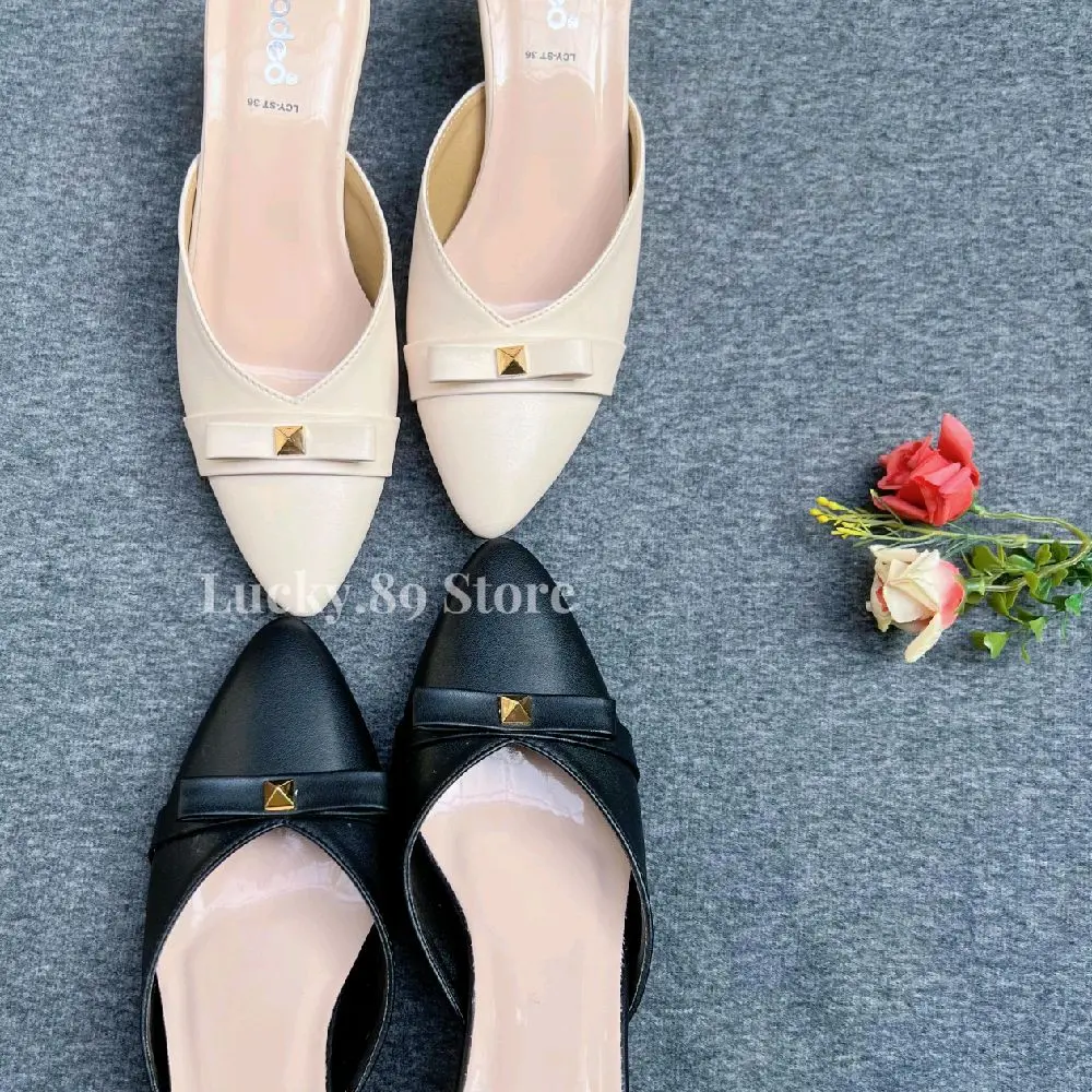 FLADEO Sandal Wanita Heels Lancip 5cm Hak Lancip 5 cm Sendal Mule Party Shoes