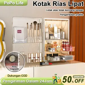 【COD】Kotak Penyimpanan Kosmetik / Kotak Penyimpanan Tertutup Anti Debu / Rak Penyimpanan Multifungsi Bersekat / Lemari Desktop yang Dapat Dilepas / Kotak Penyimpanan Lipstik & Foundation / Kotak Penyimpanan Skincare