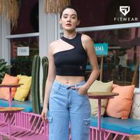 Gambar Fitwear - Pakaian  Wanita croptop V-Hole [Black]-S-XL - L dari Fitwear Indonesia Kota Bandung 1 Tokopedia