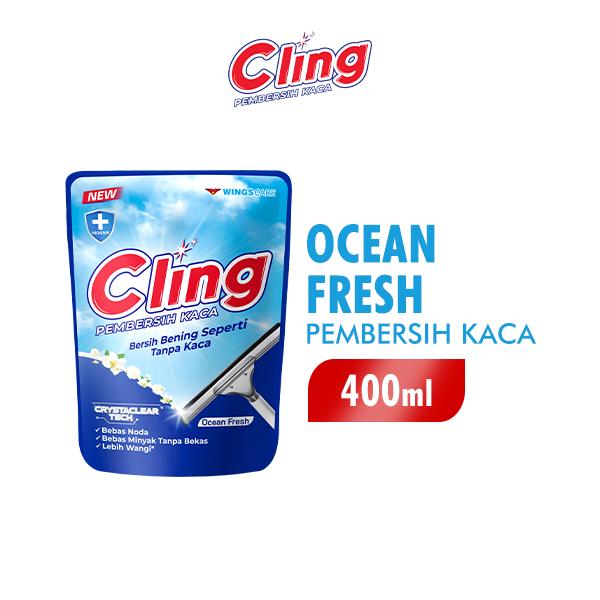 Cling Pembersih Kaca Ocean Fresh Pouch 400ml