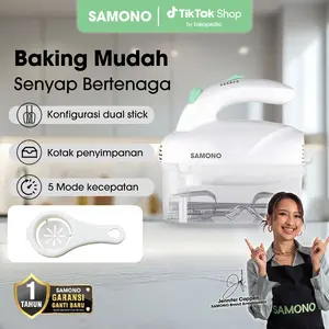 (BISA COD) SAMONO Hand Mixer 150W – 5 Mode Kecepatan, Dual Stick, Plus Kotak Penyimpanan [SW-HM150] Putih  SW-HM200A Mixer Elektrik 200W 5 Kecepatan Dudukan SUS304  120 Watt Mixer dengan 7 Pengaturan Percepatan [SW-HM120A]