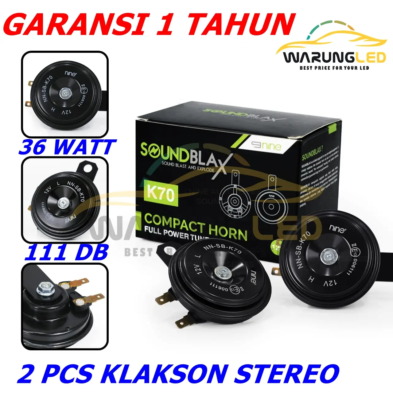 KLAKSON MOBIL MOTOR NINE SOUNDBLAX K70 HORN DOUBLE WATERPROOF IP67 ORIGINAL GARANSI 1 TAHUN