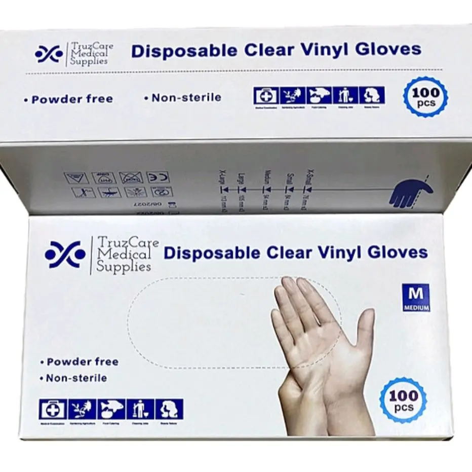 Vinyl Gloves Powder Free Disposable Clear 100s for Food Handling