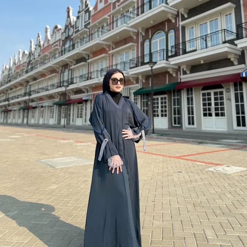 Abaya tile crystal fursan/ abaya mewah/abaya pesta kombinasi crystal premium 7