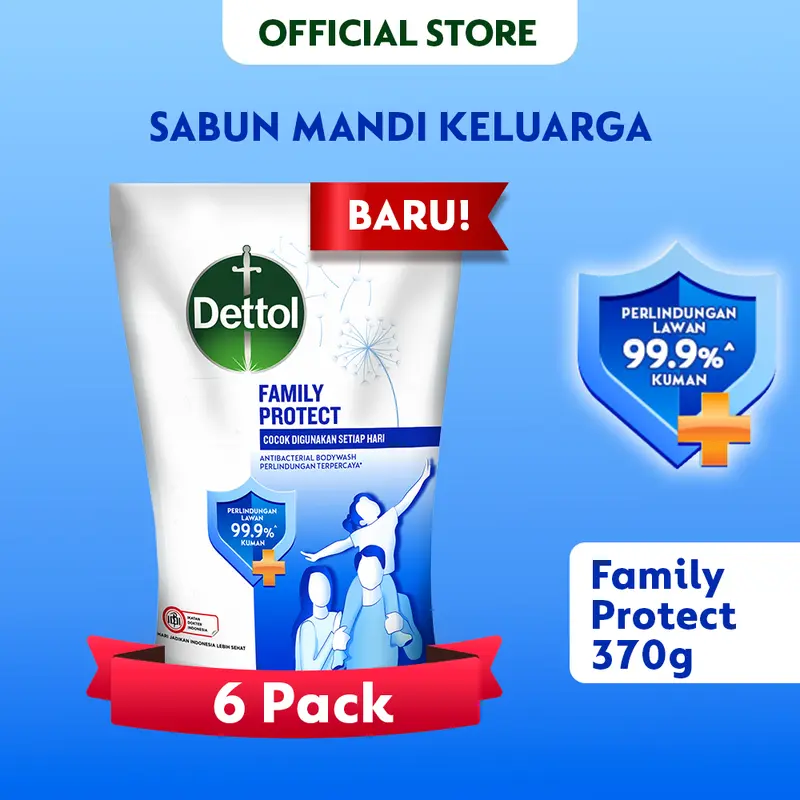 [BARU] Dettol Sabun Mandi Family Protect 370gr x6 - [LEBIH HEMAT DARI 60gr] Bar Soap Lembutkan Kulit 0