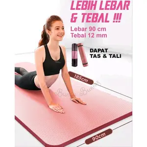 Matras Yoga Mat JUMBO LEBAR 90CM TEBAL 12MM GRATIS TAS Olahraga Senam