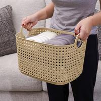 Gambar AZKO Stora Keranjang Penyimpanan Rattan Style Handle Storage Basket Kotak Penyimpanan Serbaguna Bin Organizer Tempat Simpan Barang - Krem, S dari AZKO ID Kota Administrasi Jakarta Barat 2 Tokopedia
