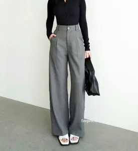 Loose Pants Trousers Wanita Celana Panjang Kulot Anti Kusut Bahan Semiwool Jatuh Outfit Casual Formal Korean Style