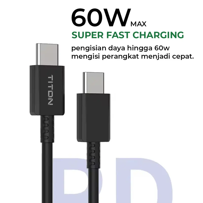 Titon Ouro 1 60W Kabel Data Type C Super Fast Charging Cable Data USB-C to USB-C 1
