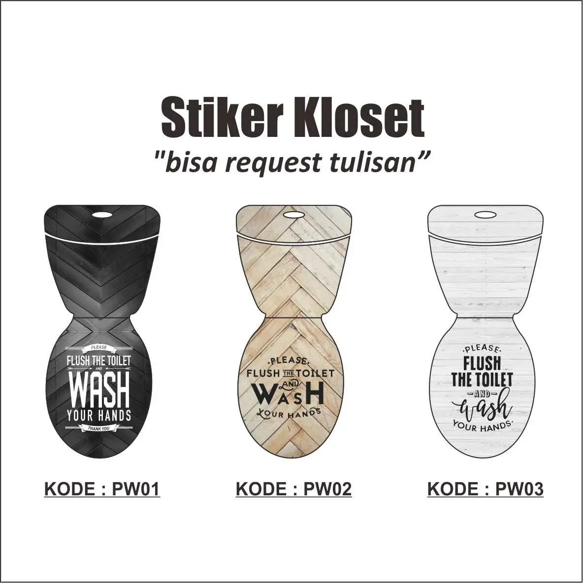 STICKER KLOSET DUDUK / STIKER TOILET / STIKER KAMAR MANDI MOTIF 50 - 56