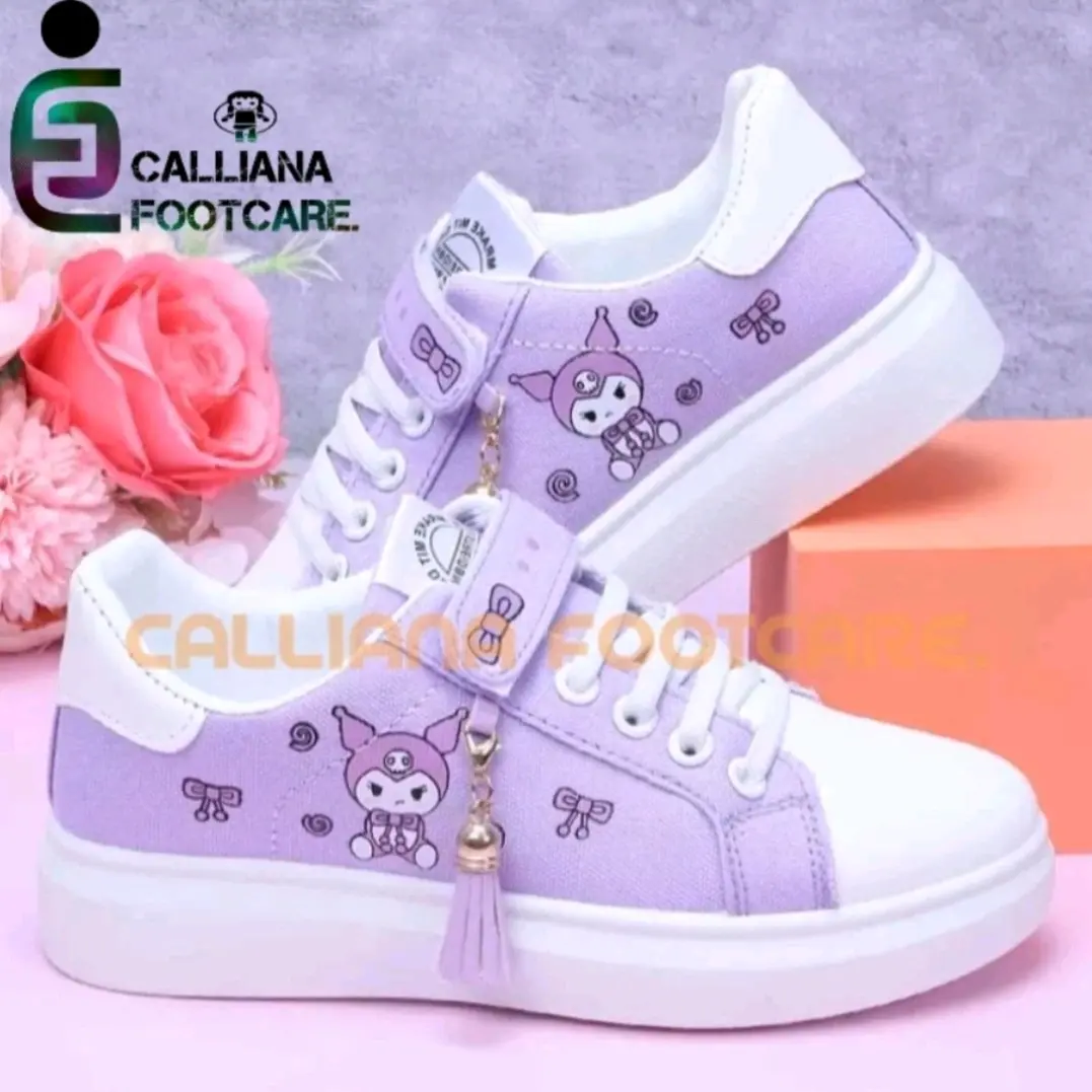 Sepatu Sneakers Anak Dan Wanita Dewasa Sanrio Kuromi  Kasual Fashion Trendy