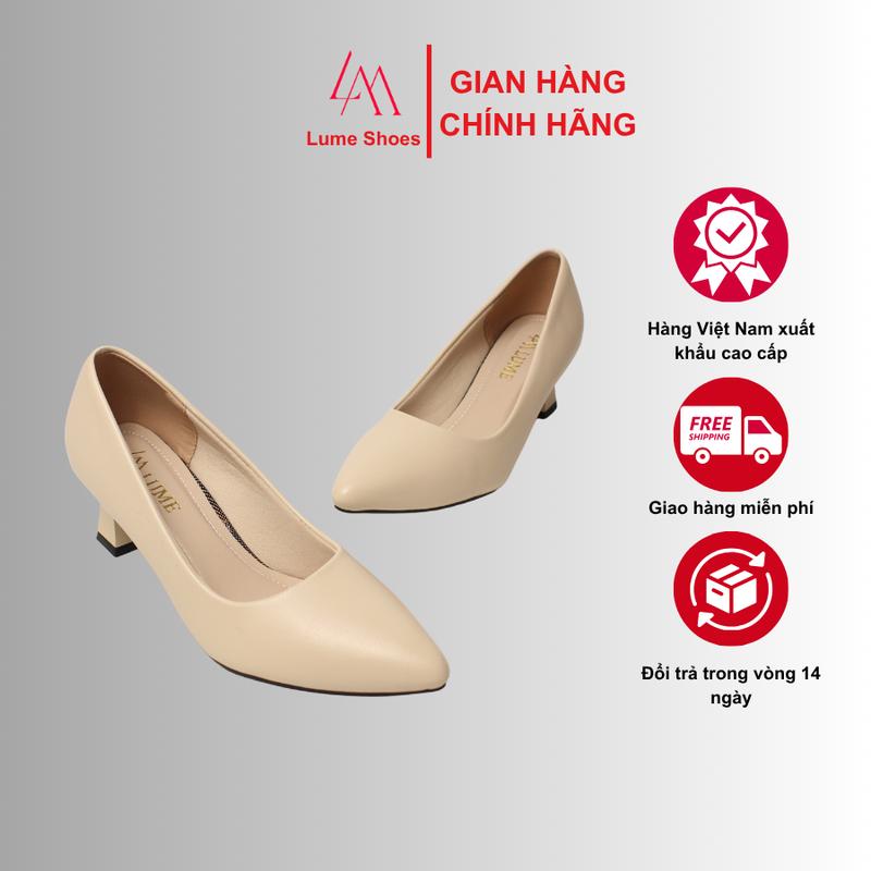 Giày cao gót nữ mũi NHỌN 2 màu kem và đen Lume 07 da PU cao cấp, đế cao su non chống trơn trượt, đế cao 5cm - 7cm_GiàY DéP Shoes Women