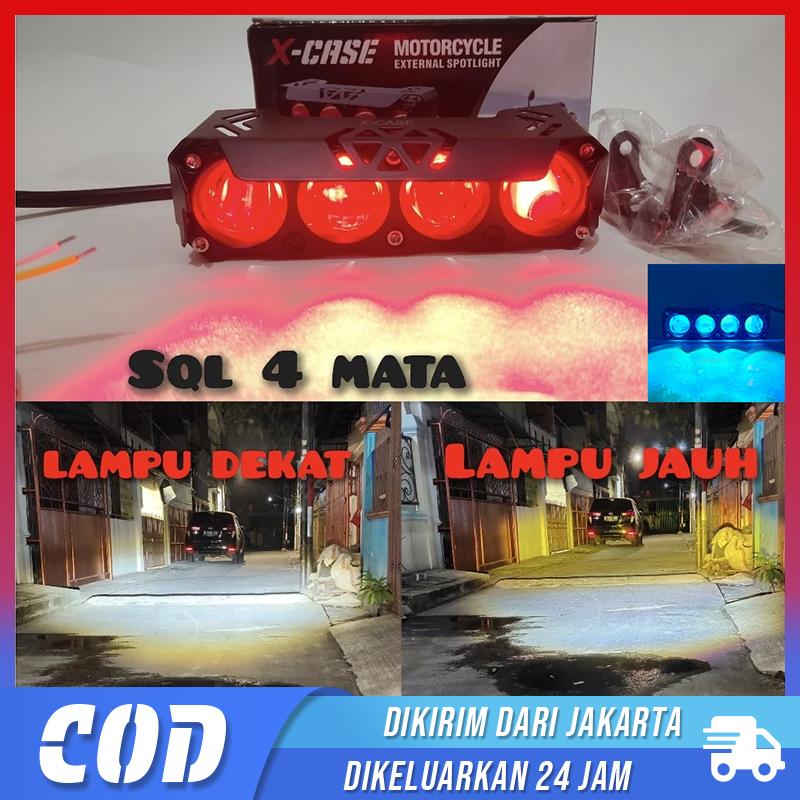 Lampu Sorot SQL 4 Mata D3 Plus Devil Eye 12V-24V Jauh Dekat 2 Warna Lampu Kabut SQL 2 Warna Plus Devil Motor Mobil Bis Truk 1