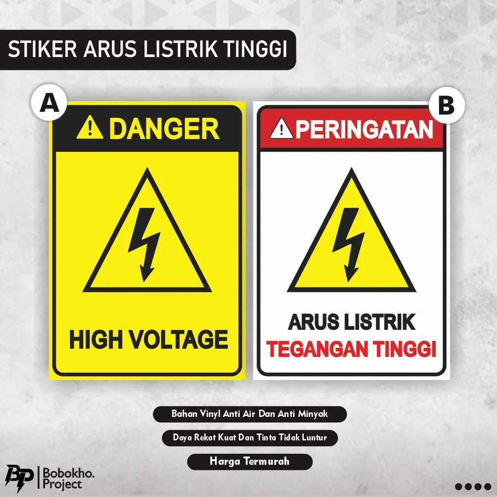 Sign Sticker Arus Listrik tinggi / sticker high voltage / stiker listrik / stiker tegangan tinggi / stiker panel listrik