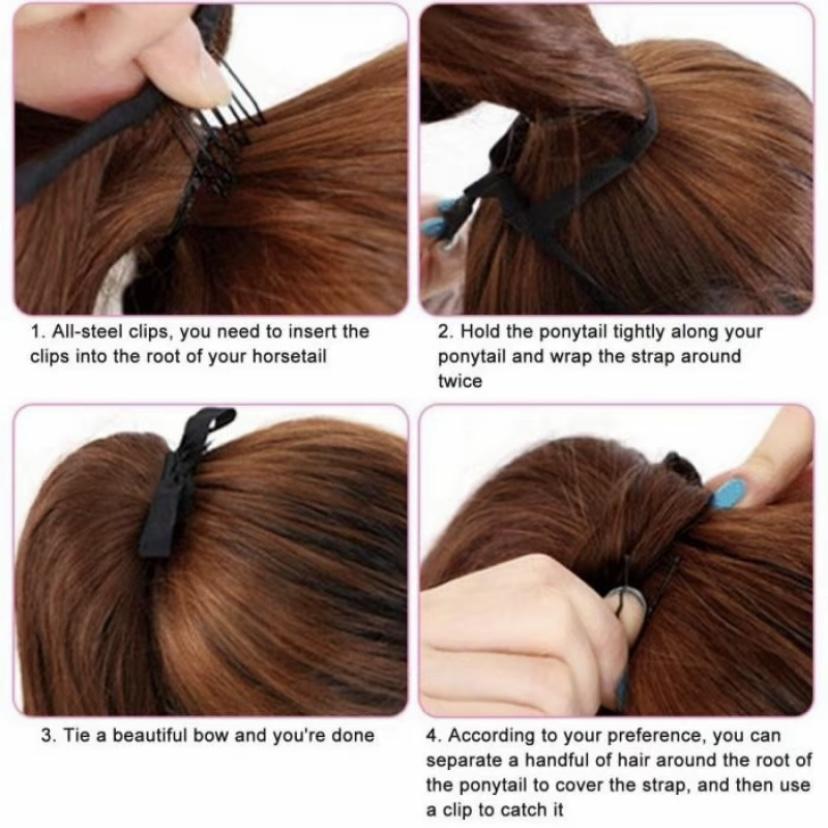 Wig Ponytail Anak Rambut Palsu Extension Hair Clip Ponytail Model Pendek Keriting 35cm Ponytail Curly Tali Fashion Poni