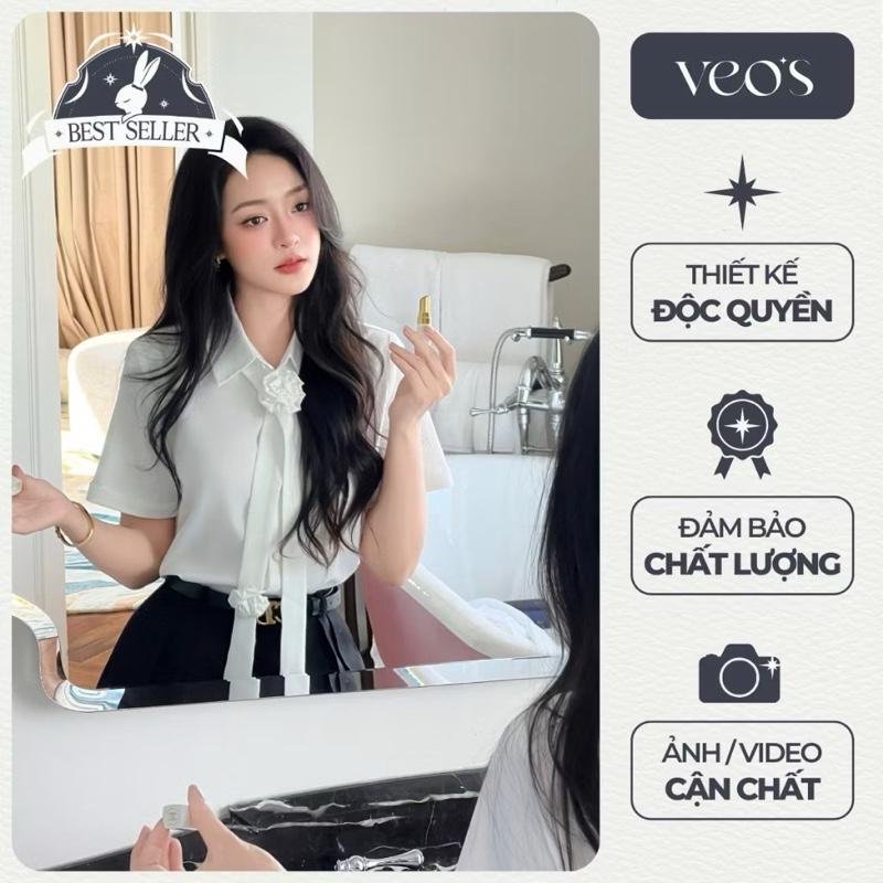 [VEO'S] Muse Shirt & Dress - Set Thiết Kế Nữ Áo Sơ Mi Ngắn Tay Phối Ruy Băng Tiểu Thư & Váy Hai Dây Bản To Đi Làm Đi Chơi