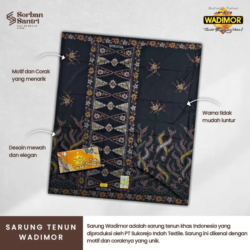 Sarung Wadimor WD JB 02 Batik Jawa Motif Gus Iqdam Edisi Terbatas Desain Unik Bahan Katun Terbaik - Santri Muslim Pria Dewasa 6