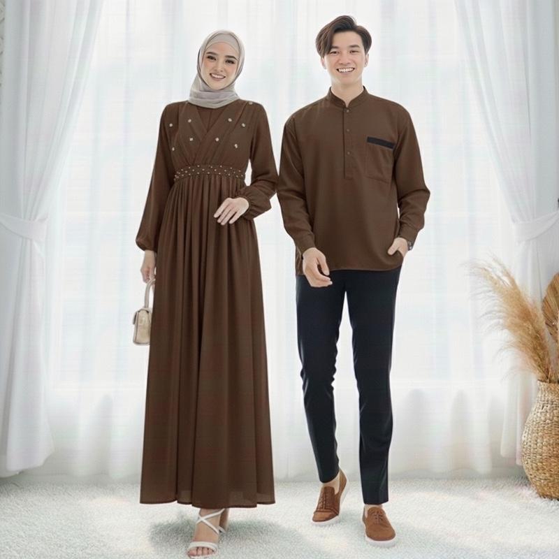 NEW - BAJU PASANGAN KOKO LENGAN PANJANG / SET COUPLE VIRAL 2 UKURAN / CP SUAMI ISTRI GAMIS LEBARAN SIMPLE MUSLIM FASHION