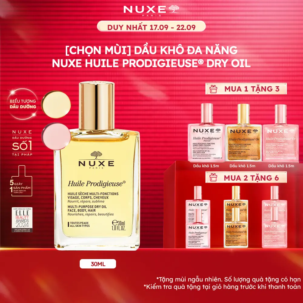 DẦU KHÔ ĐA NĂNG NUXE HUILE PRODIGIEUSE MULTI-PURPOSE DRY OIL 30ML