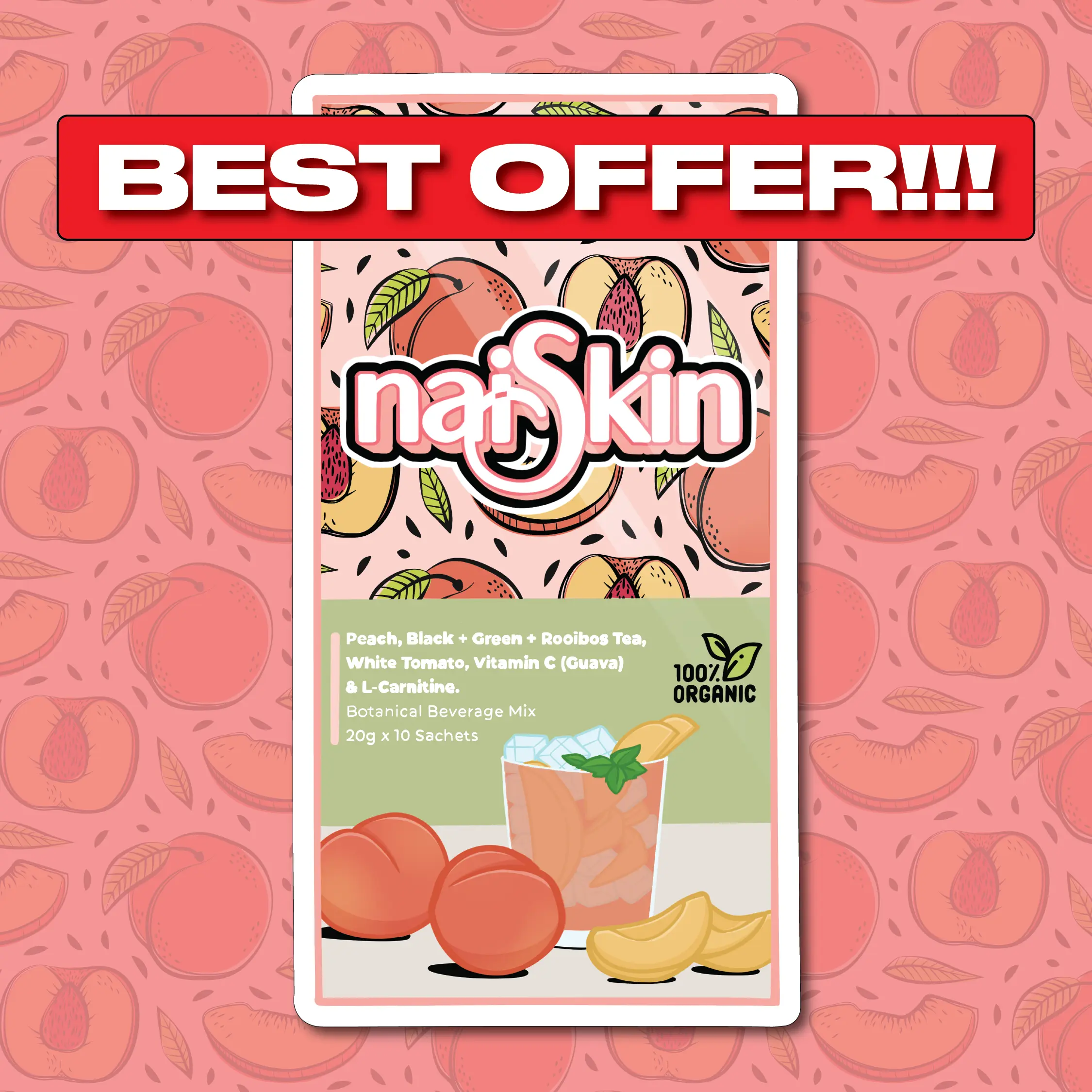 Naiskin Peach Tea Organic Sugar Free
