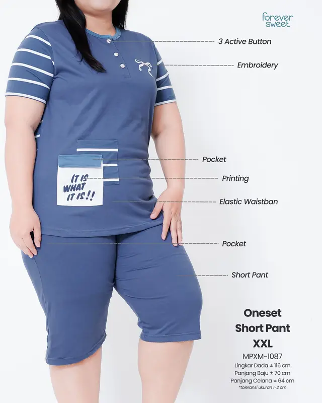 Babydoll 3/4 Forever Sweet Concept Jumbo XXL Ld120 Bahan Kaos Premium Baju Celana 2