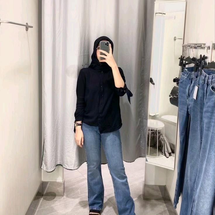 Atasan Kemeja Wanita Bahan Cringkle Premium size M L XL Airflow Crinkle Nyaman Top Oversize 2