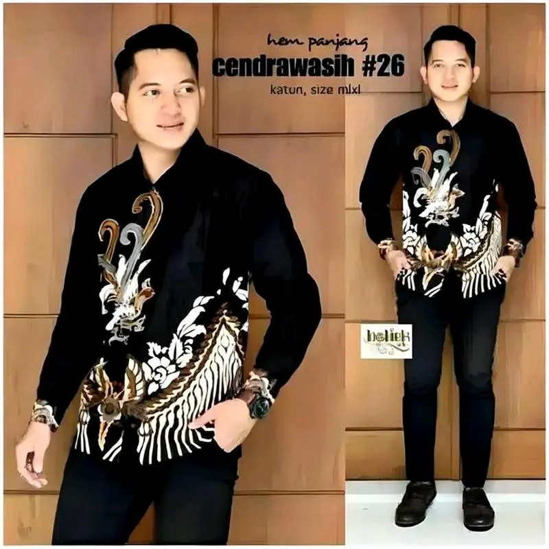 KEMEJA PRIA BATIK  MOTIF AYAM KANCING DIBAWAH 0