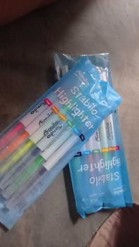 Product Review of PAUS BIRU - HIGHLIGHTER STABILO WARNA WARNI ISI 6PCS 2IN1 2 ARAH / PENSIL STABILO PANJANG WARNA 2 SISI / STABILO SET from @**y 0
