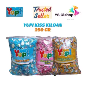 Yupi Aneka Yupi Reseller 250 Gram Rasa Kiss Strawberry Stoberi Mango Kiss & Fruity Puff Kemasan Reseller BPOM MD 824510007115 Candy Mangga Manis Food Snack Makanan
