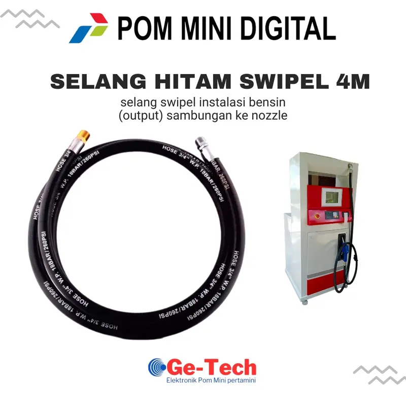 Selang Hitam Pom Mini Panjang 4 Meter Type R1 Kawat Baja Hose Swivel Press 3/4 Untuk Nozzle 0