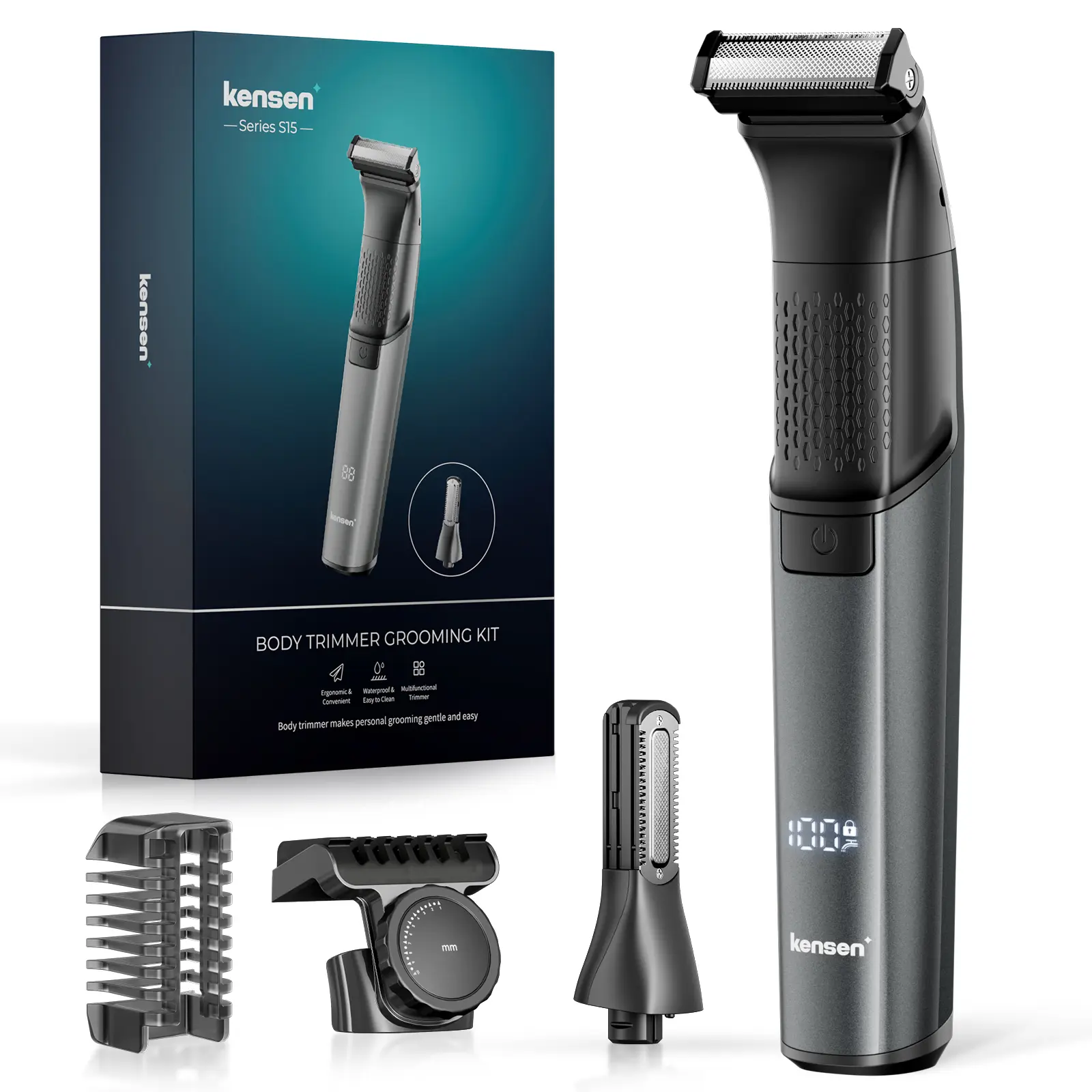 Kensen Electric Razor Waterproof Private Part Hair Trimmer Groin Pubic Hair Removal Multifunctional Body Trimmer Man Shaver Grooming Set-S15 Comfort