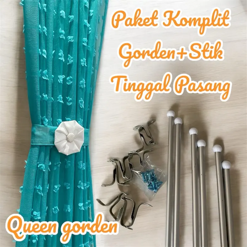 Gorden Kupu-kupu Ikat Pita Jendela Minimalis Fullset Stik - Curtain Pink Vitrase lengkap dengan besinya hordeng 4