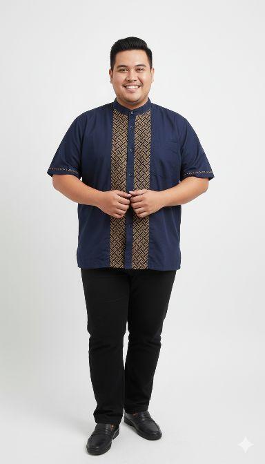 Big Size Jumbo Baju Koko Pria Muslim Dewasa Lengan Pendek Baju Koko Batik Kobata Terbaru