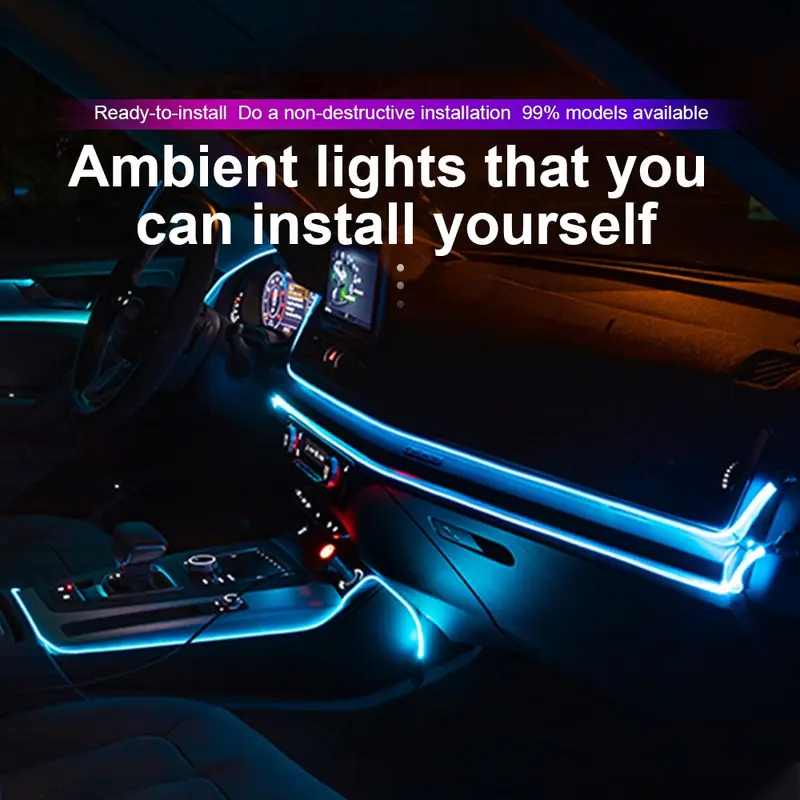 Thanh Đèn LED Neon Cho Bảng Điều Khiển Xe Hơi, Không Thấm Nước, Linh Hoạt, Tự Làm, Trang Trí Đa Chế Độ, 1M, 2M, 3M 5